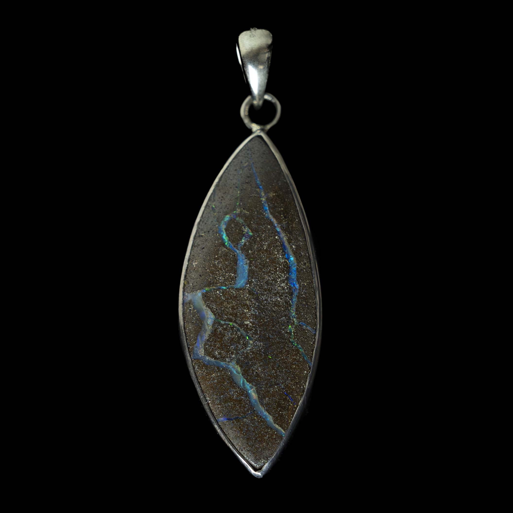 Mandorla opal pendant - sterling sliver and Australian boulder opal